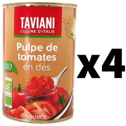 Lot de 4 pulpe de tomates BIO - 400g - Taviani