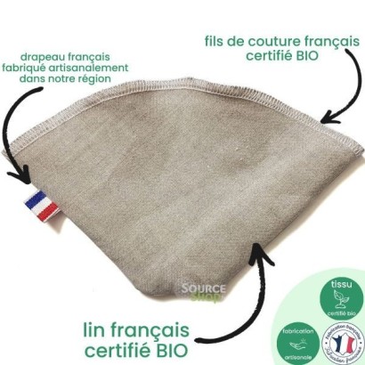 Filtre à café réutilisable & lavable en lin BIO - Artisanal & Français